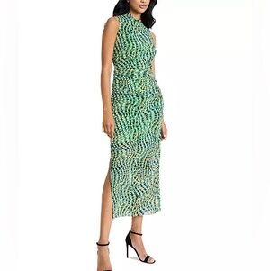 Donna Morgan Women's Printed-Mesh Mock-Neck Midi Dress Size 4